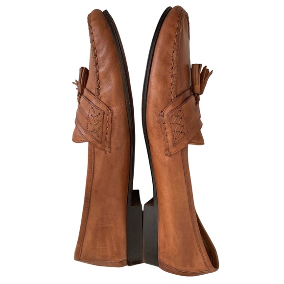 COLE HAAN Leather Tassel Loafers Made in Italy Brown - Picture 6 of 10